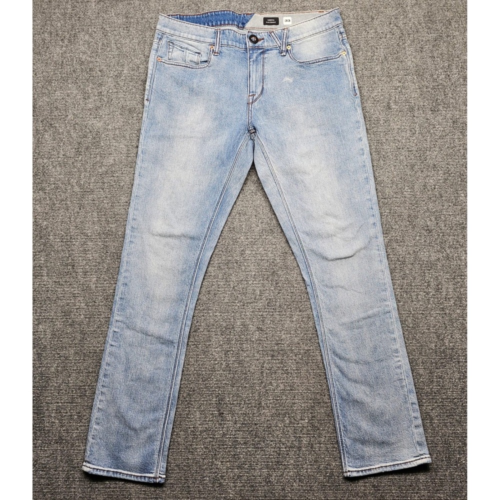 Volcom Vorta Slim Straight Leg Light Wash Denim Jeans Mens 33 A1912302